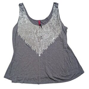 Pure Energy Plus 2 2X 18 20 Tank Top Sequined Silver Gray Grey